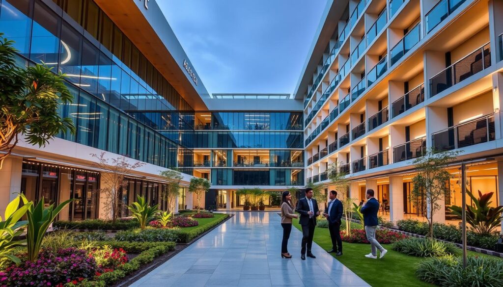 Image of a modern hotel or hospital facility in Pune with advanced infrastructure
